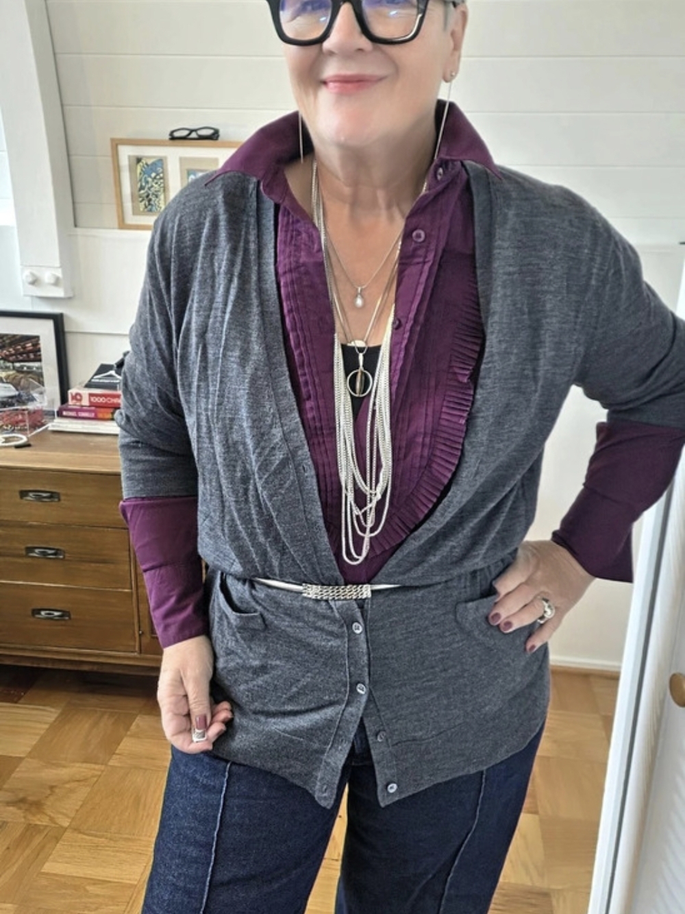 Banana Republic Merino Wool Cardigan Gray XL - Picture 2 of 9